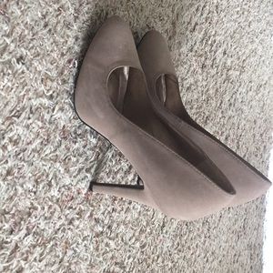 Suede nude high heels